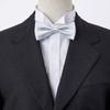 [Ojie] Bow Tie, 100% Silk, Satin, Solid Color, Made in Japan, Formal, Wedding, Reception, After-Party, Party, Casual, Silver