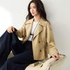 Elegant British Style Waist-Cinching Short Trench Coat