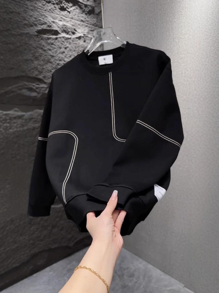 Men's Trendy Casual Crew Neck Sweatshirt - Autumn/Winter Fashion Long Sleeve Pullover