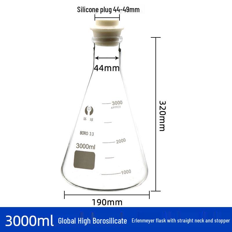 Heat-Resistant Thick Glass Triangular Flask with Silicone Stopper