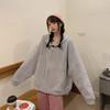 Sudadera con capucha tipo cárdigan para mujer, talla grande, chaqueta holgada de manga larga con cremallera, para otoño