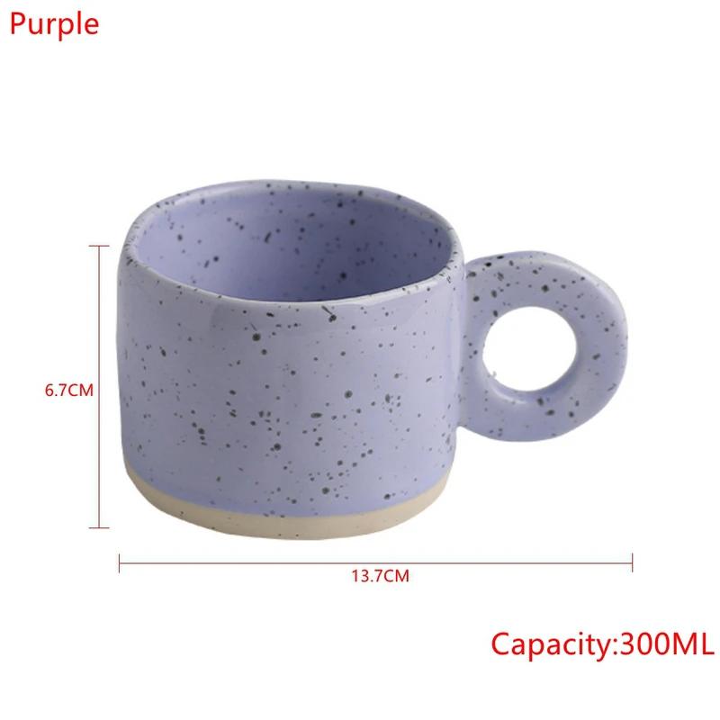 300ML Creative Ring Handle Ceramic Mug Milk Coffee Cup Office Home Drinkware Microwave Oven Couple Hand Grip Cups