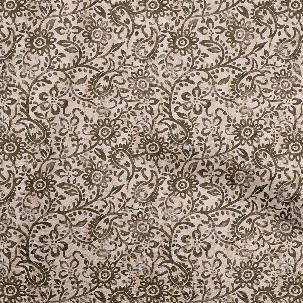 oneOone Cotton Poplin Brown Fabric Asian Batik Floral Quilting Supplies Print Sewing Fabric By The Yard 42 Inch