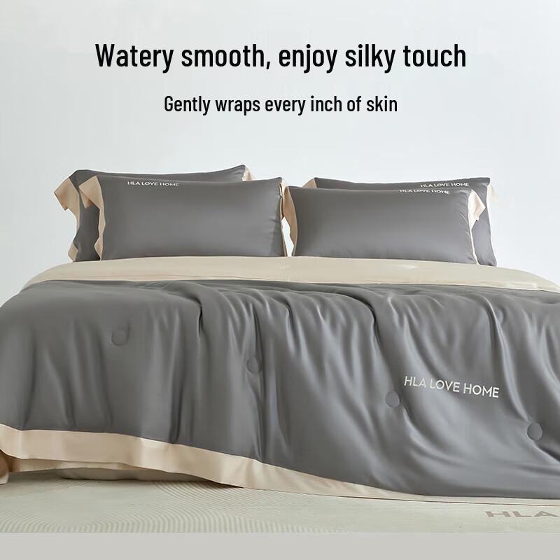 H&L HOME Ice Silk Summer Quilt 4-Piece Bedding Set