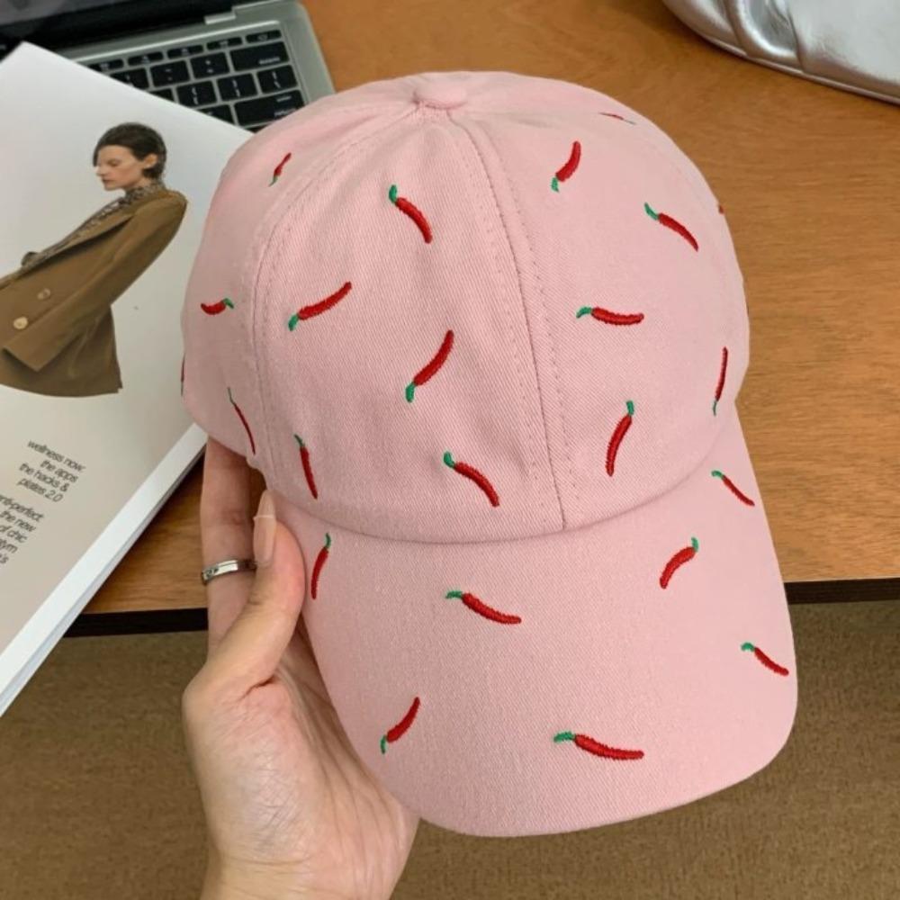 Sunscreen Chili Embroidered Baseball Cap Creative Cotton Baseball Cap Red Pepper Hat  Summer