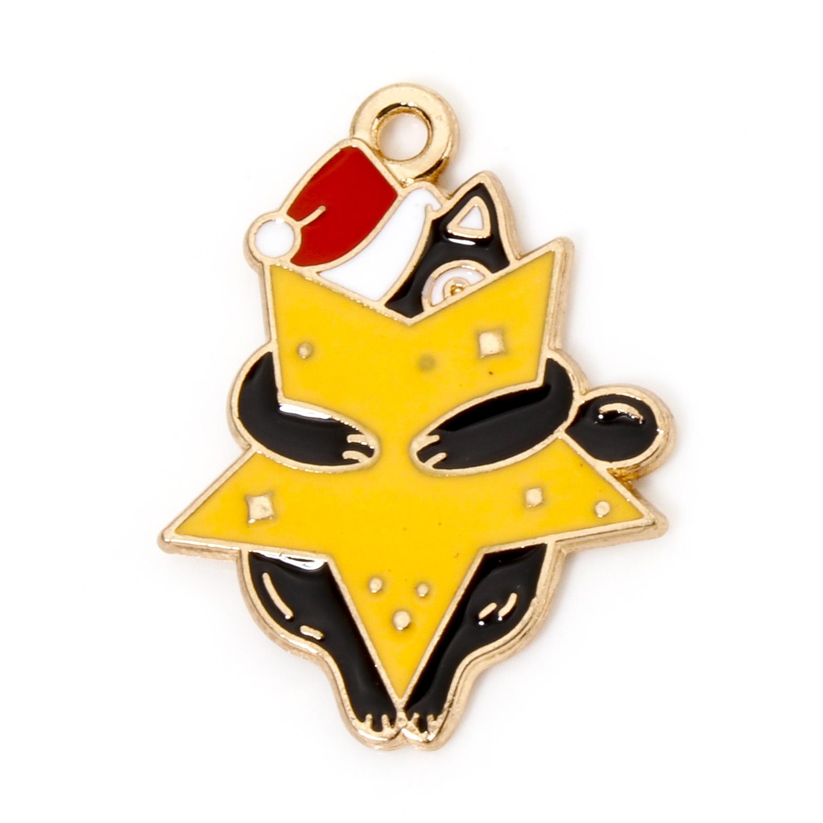 

10 Piece Zinc Based Alloy Christmas Charms Gold Plated Multicolor Cat Animal Enamel Pendants For DIY Jewelry Making
