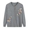 Grandma's Spring Autumn Flower Printing Knitwears Middle-Aged Mother Cardigan Embroidered Knitting Top for Women