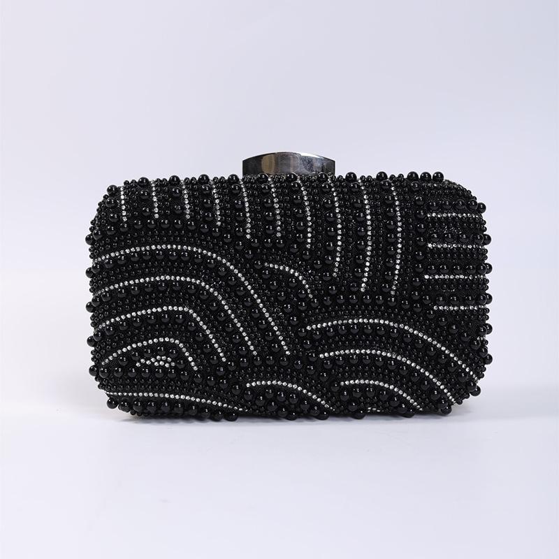 Ladies Pearl Elegant Evening Bag Able Stylish Beading Wedding Dinner Party Banquet Dress Clutch Bag with Long Chain Purse