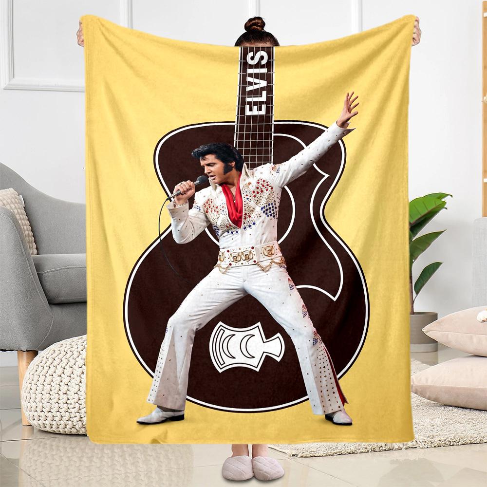 Elvis Presley Guitar Performance Blanket Ultra-Soft Perfect for Couch Bed Picnics for All Seasons Stylish Decor Gift for Travel Home Birthdays