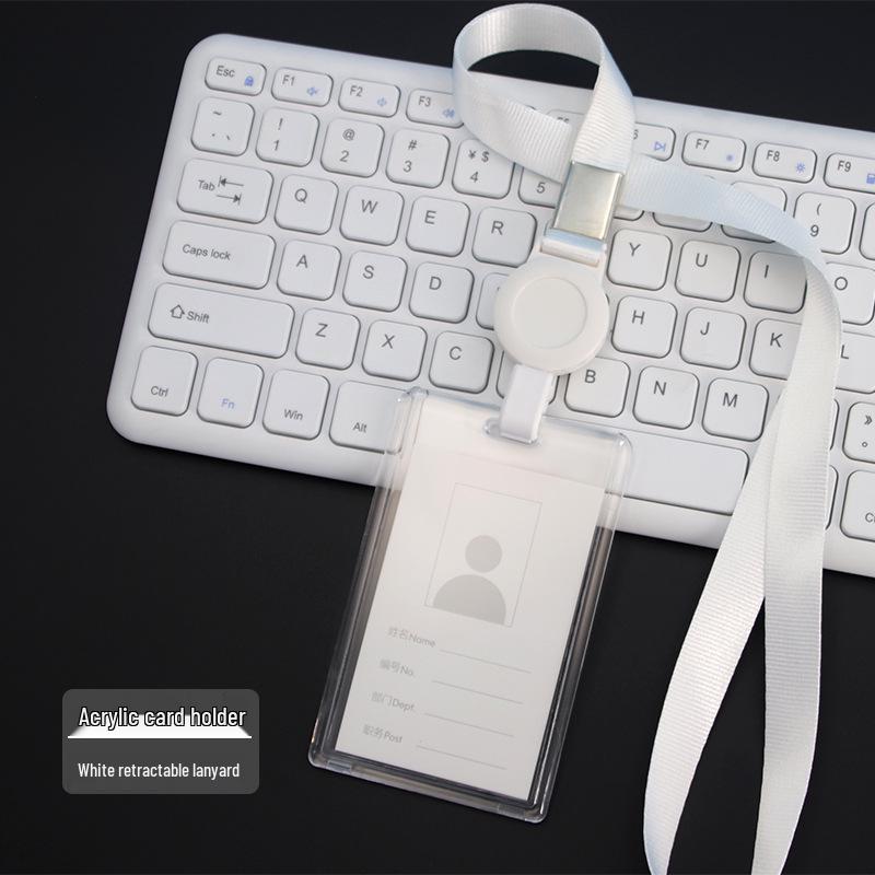 Transparent Acrylic Employee ID Badge Holder with Lanyard - Customizable Chest Card Holder