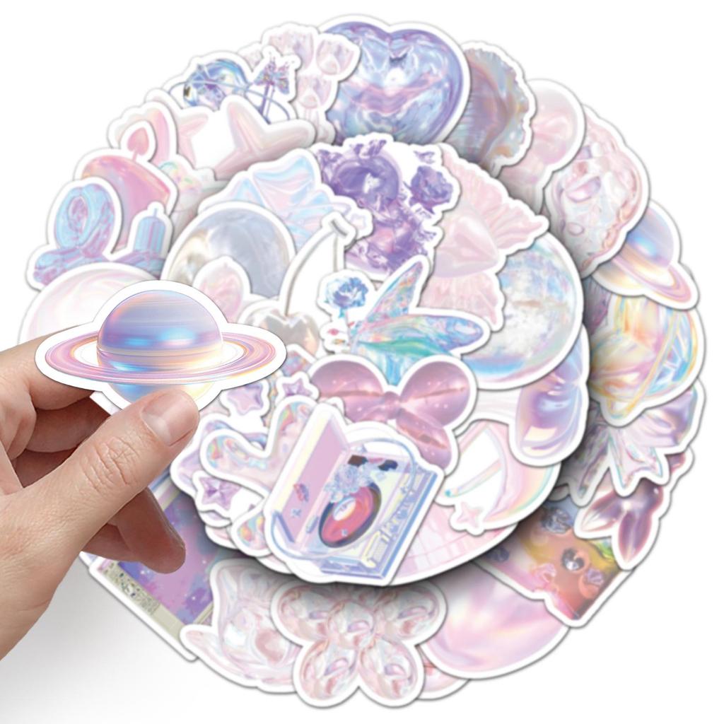 50 Colorful Dreamy Girly Stickers for Notebooks, Water Bottles, and Phones