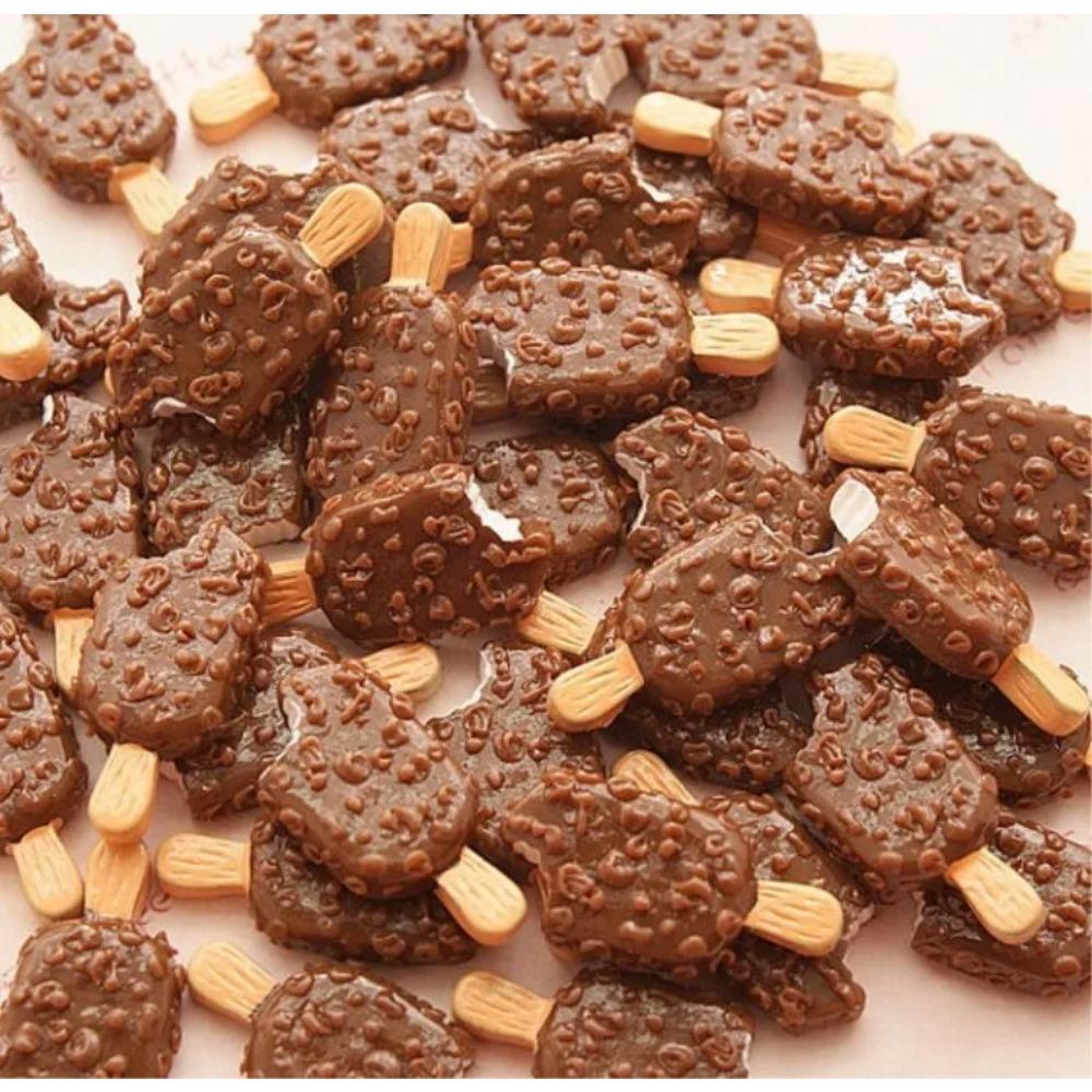 10pcs 20*10mm Kawaii Flat Back Resin Chocolate Ice Cream Cute Resin Scrapbook DIY Decor Home Figurine Crafts