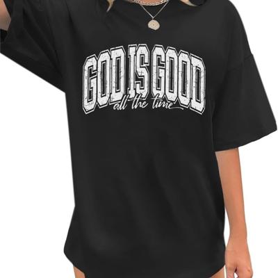 Christian T Shirts for Women God Is Good Shirt Oversized Jesus Religious Faith Inspirational Tshirts Bible Verse Tops