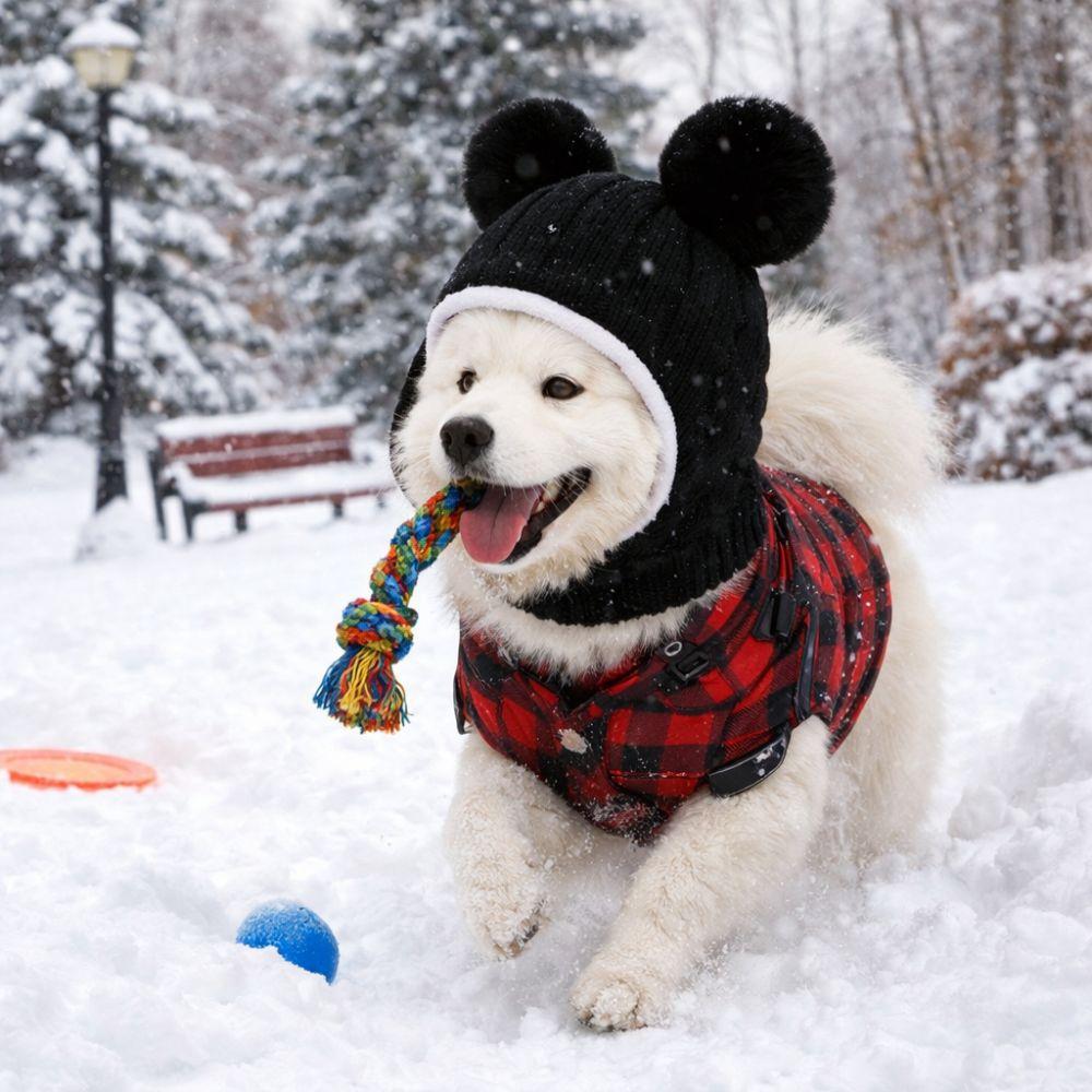 Cute Pet Knitted Warm Hat Solid Color Noise Reduction Dog Calming Earmuff Handmade Comfortable Soothing Head Covers Photography