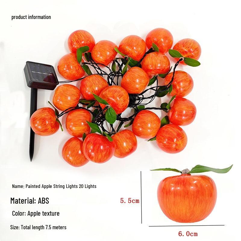 Waterproof Solar Fruit String Lights: Apple & Orange Harvest Festival Decoration