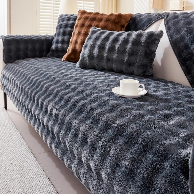 2024 Internet Celebrity Plush Sofa Cushion: Thick, Non-Slip Winter Sofa Cover with Backrest Seat Cover