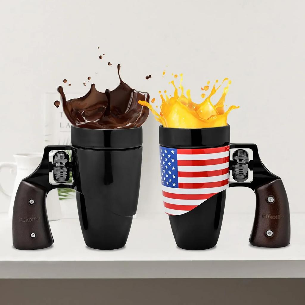Creative Revolver Handle Mug USA Flag Coffee Cup Personalized Decorations for Tea Coffee Milk Cup Birthday Gift Father Gift
