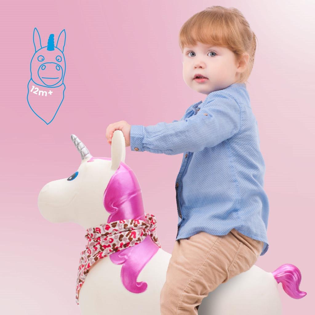 Children's Jumper for Jumping with Pump Unicorn White with Shiny Horn with Bandana