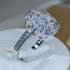Exquisite Square Zircon Countless Claw Rings  Sterling Silver For Ladies Fashion Jewelry Party Cocktail Gift