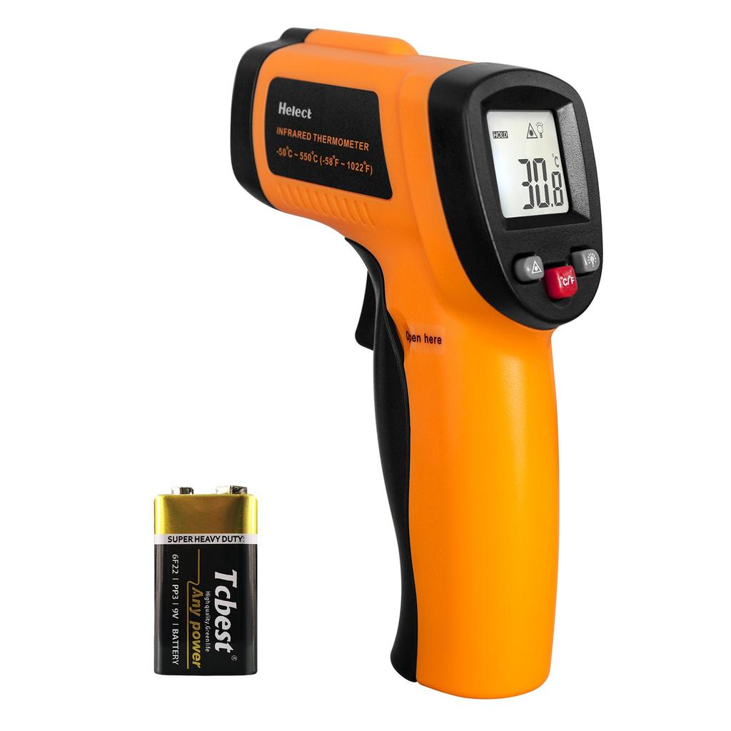 Digital Laser Infrared Thermometer, Pyrometer (-50 °C To 550 °C) with LCD Lighting