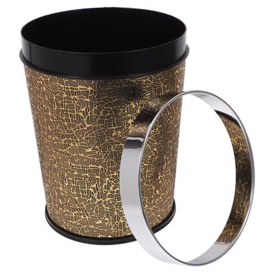 Retro Decor Garbage Can Household Small  Waste Paper Bucket Golden Trash Office
