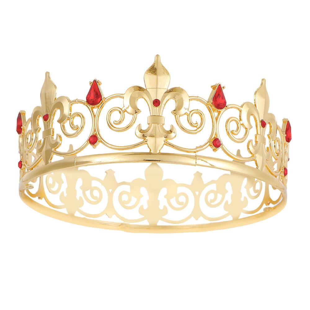 

European and American Fashionable Alloy Crystal Crown Men s Birthday Party Ball Men s Crown Headwear Crown