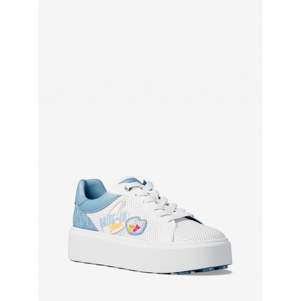 

Michael Kors Romey Emblish Mixed Media Sneaker 49t5rmfs1l7762 Light Sky Multi 6