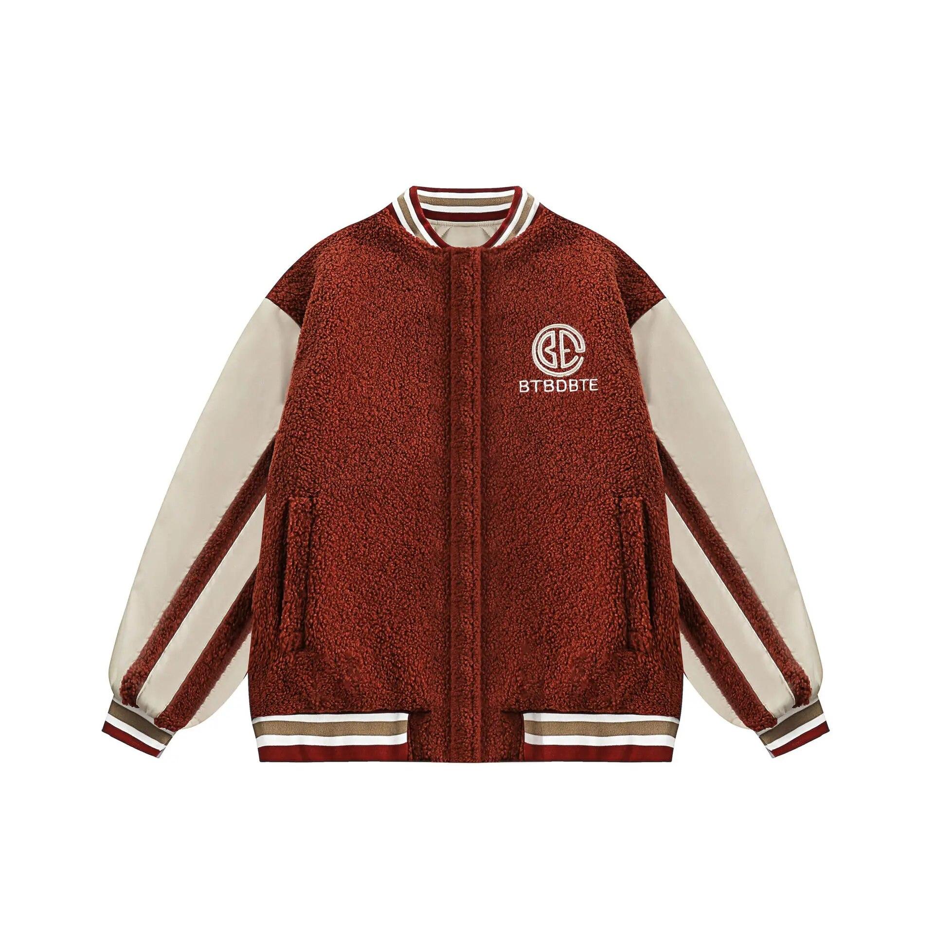 

Зимняя бейсбольная куртка из овечьей шерсти, американская мужская парка, пальто с буквами, женское модное толстое свободное пальто, теплая двусторонняя дизайнерская одежда