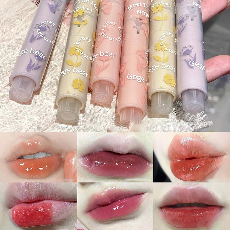 Water-Light Lip Glaze Mirror Glitter Lip Tint Long Lasting Moisturising Love Heart Shape Solid Lipstick Pen Lips Makeup Cosmetic