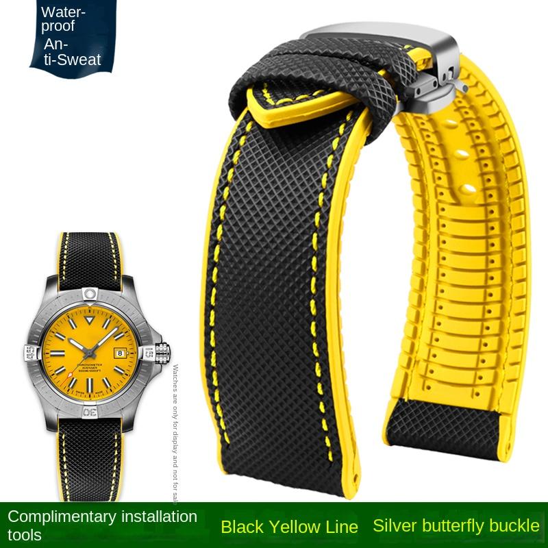 20mm 21mm 22mm 23mm 24mm universelles Nylon FKM-Gummi Unterarmband Wasserdichtes Uhrenarmband für Omega IWC SEIKO Uhr Herrenarmband