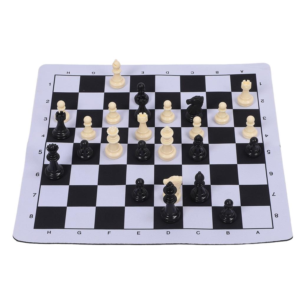 Schachset 35mm Weiches Schachbrett Tragbar Standardgröße Internationales Schachbrettspiel für Zuhause