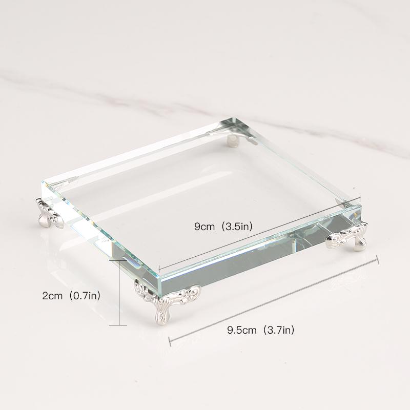 Pyramid Crystal Metal Ornament: Luxury Display Plate for Jewelry, Minerals, Figurines, & Wine