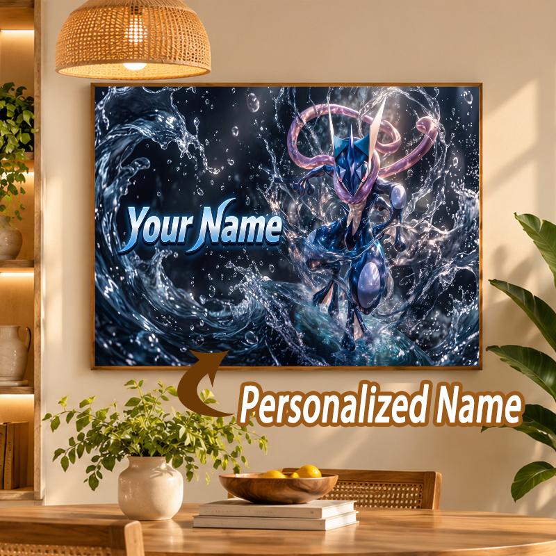Greninja Custom Name Diamond Painting Personalized 5D Full Drill DIY Diamond Art Home Decor