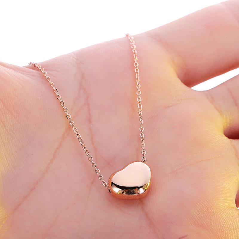 Korean Version of The Glossy Love Titanium Steel Clavicle Chain Pendant Necklace