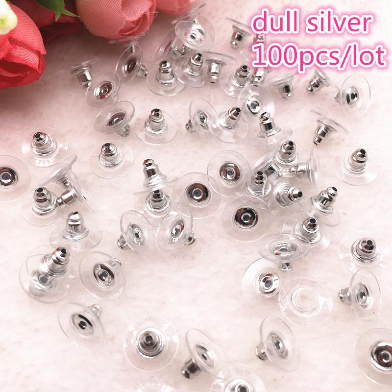 NEW 100pcs/lot 11mm Earrings Silicone Barrel Bullet Plastic Ear Plugging DIY Earring Black For Jewelry Findings