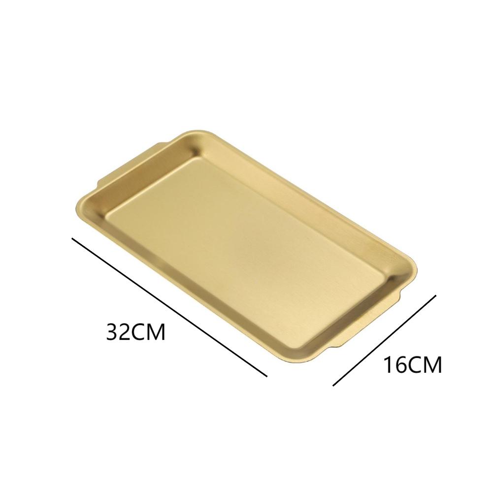 Stainless Steel Rectangular BBQ Food Storage Tray With Two Handles, Polished Flat Dish For Bread, Pastry, Fruit Outdoor Grilling