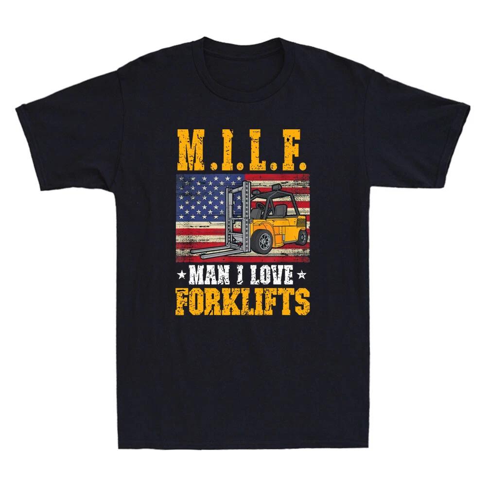 M.I.L.F Man I Love Forklifts Joke Funny Forklift Driver Vintage Men s T-Shirt XL