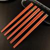 Orange 5 Pairs Chinese Chopsticks Sushi Sticks Korean Chopsticks Reusable Alloy Chop Sticks Kitchen Tableware Tool Accessories