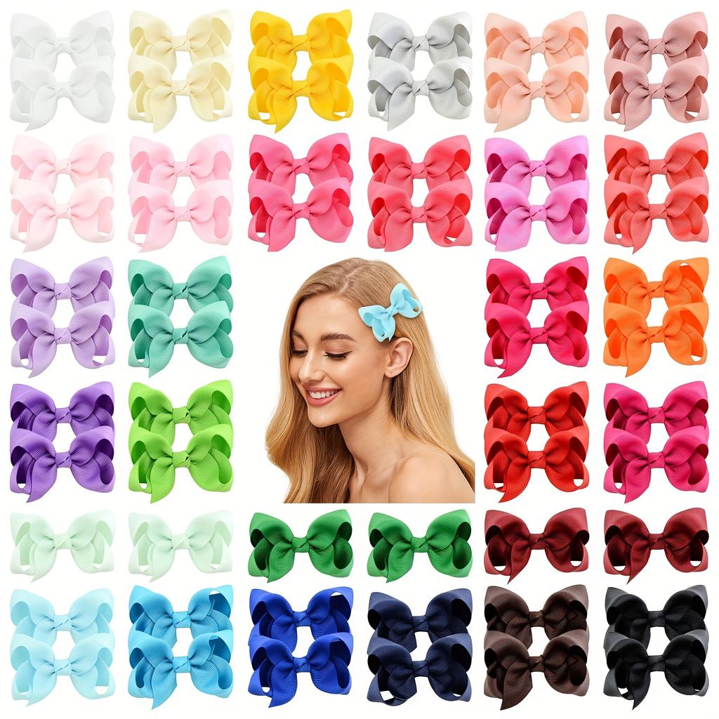 high quality60pcs 3 Inch Hair Bows For Women Grosgrain Ribbon Hair Accessories With Hair Clips For Teens In Pairs