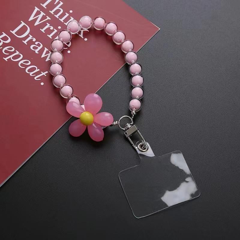 Mulit-Purple Wrist Let Strap For Phone Handmade Flower Colorful Beaded Wrist Rope Phone Lanyard Bracelet For Women Girls Lady