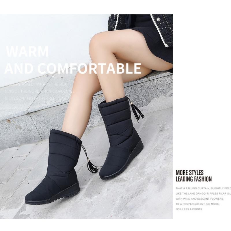 2025 Winter Women's Waterproof Canvas Snow Boots with Cuffs Waterproof & Warm Casual Women's Shoes Plus Size