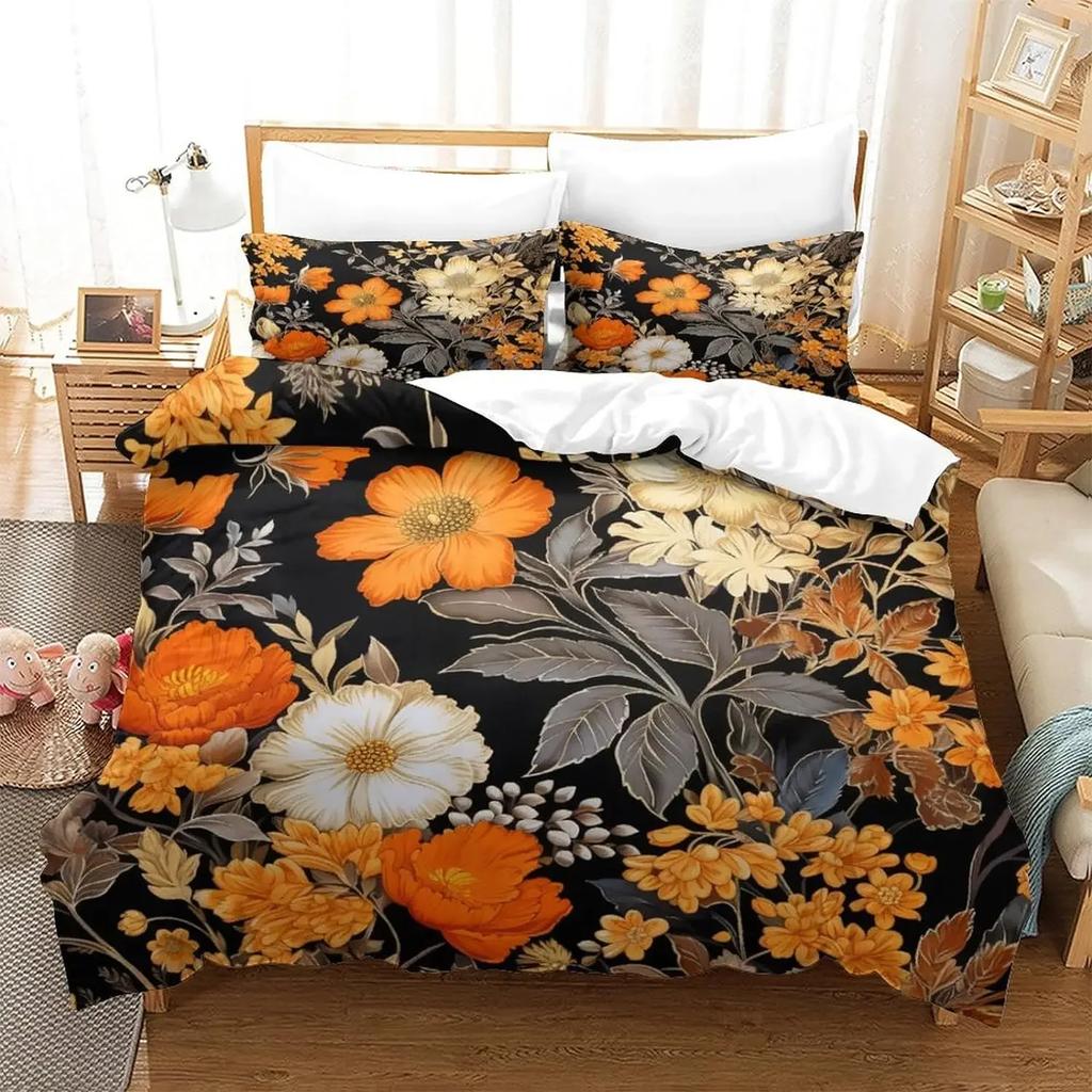 Peony Floral Duvet Cover Luxury Flower Leaves Bedding Set Garden Spring Blossom Comforter Cover Microfiber Botanical Quilt Cover