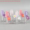 2.5ml Pink Heart-shaped Lip Enamel Tube With Keychain And Brush Rod Lip Gloss Tube Empty Bottle Lips Glaze Container Makeup Tool