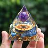 Energy Pyramid Orgonite Healing Crystals Chakra Tool 5*5*5cm Natural Amethyst Handmade Gift Home Office Decor