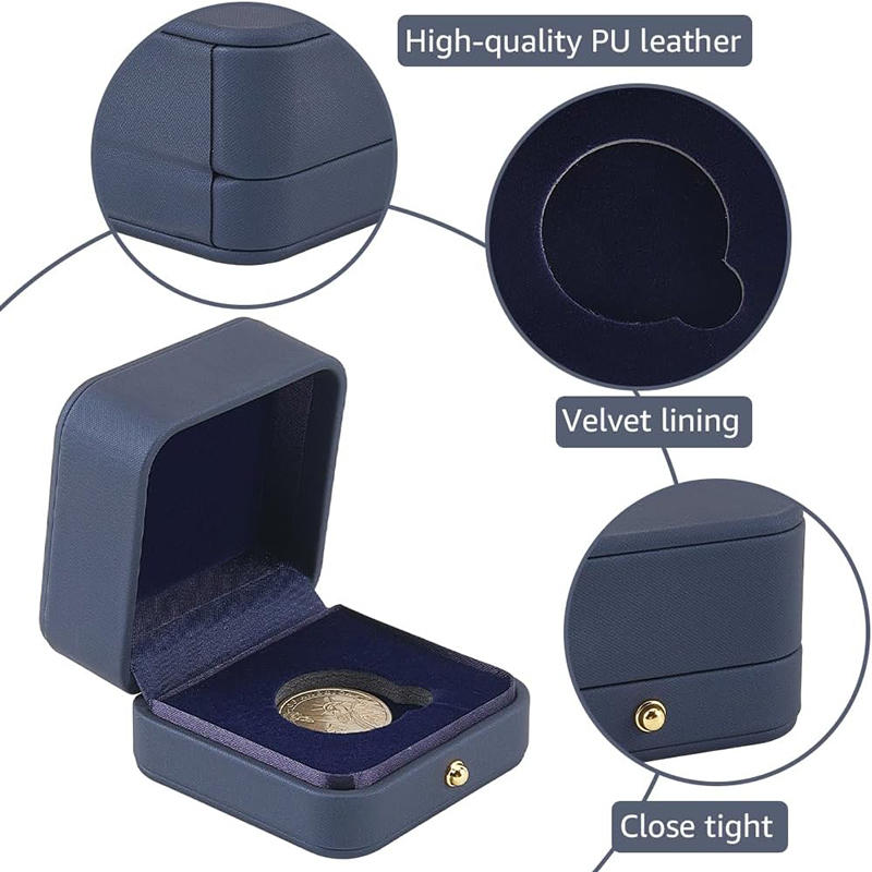 45mm Groove Commemorative Coin Storage Box Coin Presentation Display Box Holder Square Imitation Leather Coin Storage Boxes