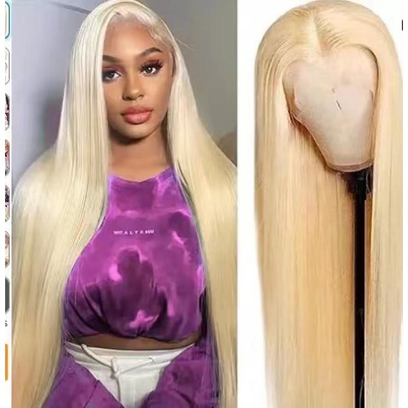 Womens Lace Front Straight Wig In Golden Color Synthetic Hair Medium To Long Length Natural Look