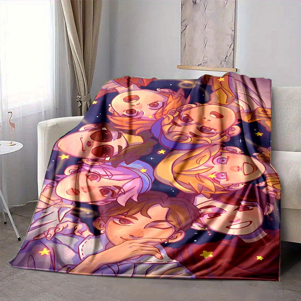 1pc , K Pop Flannel Blanket [Cozy Throw Blanket] For Sofa, Bed, Travel, Camping, Livingroom, Office, Couch, Chair, And Bed