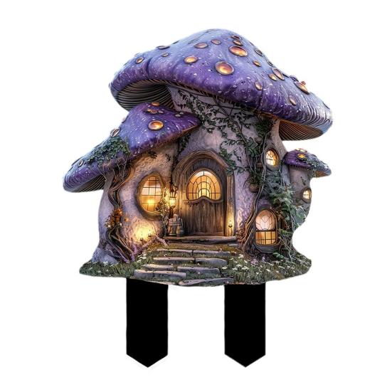 

Садовый колышек «Грибной домик», всепогодный, устойчивый к выцветанию, маркер для дорожки, колышек для украшения газона, для клумб, горшков разноцветный