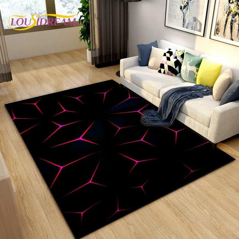 3D Abstract Geometric Visual Illusion Area Rug Large,Carpet Rug for Living Room Bedroom Sofa,Kitchen Doormat Non-slip Floor Mat