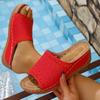 Summer new women's sandals foreign trade one-word drag women's flat-bottomed hollow sandals women's slope heel cool slippers